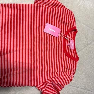 Edikted Red and Pink Striped Tee